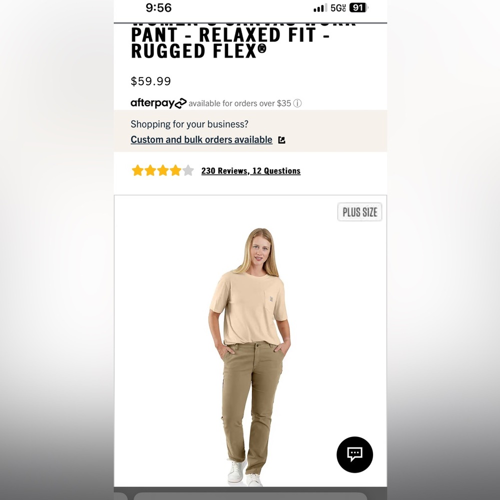 Women’s Carhartt Canvass Work Pant Rugged Relaxed Flex